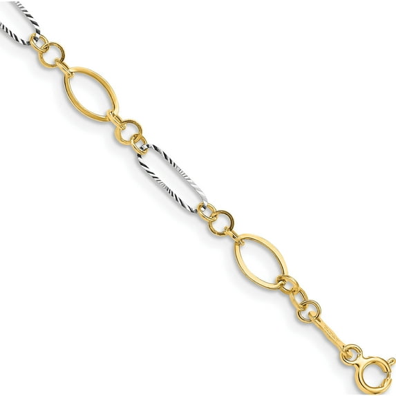 14K Two-Tone Oval Link Bracelet Made In Indonesia fb1315-7.25
