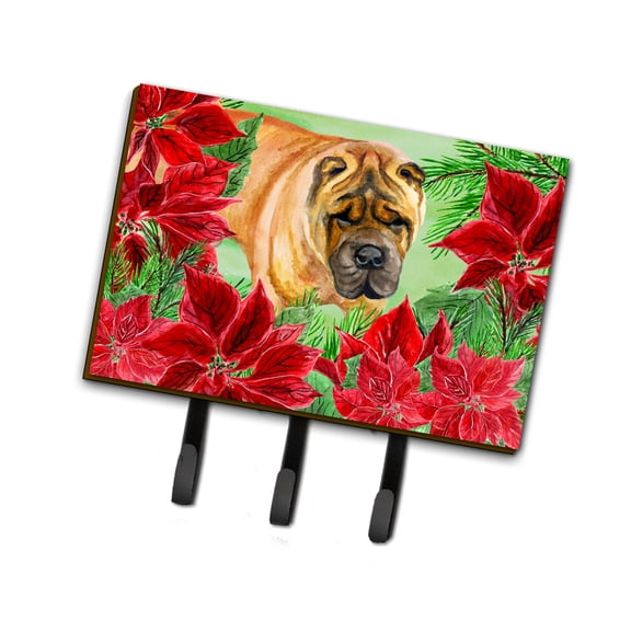 Shar Pei Poinsettas Leash or Key Holder