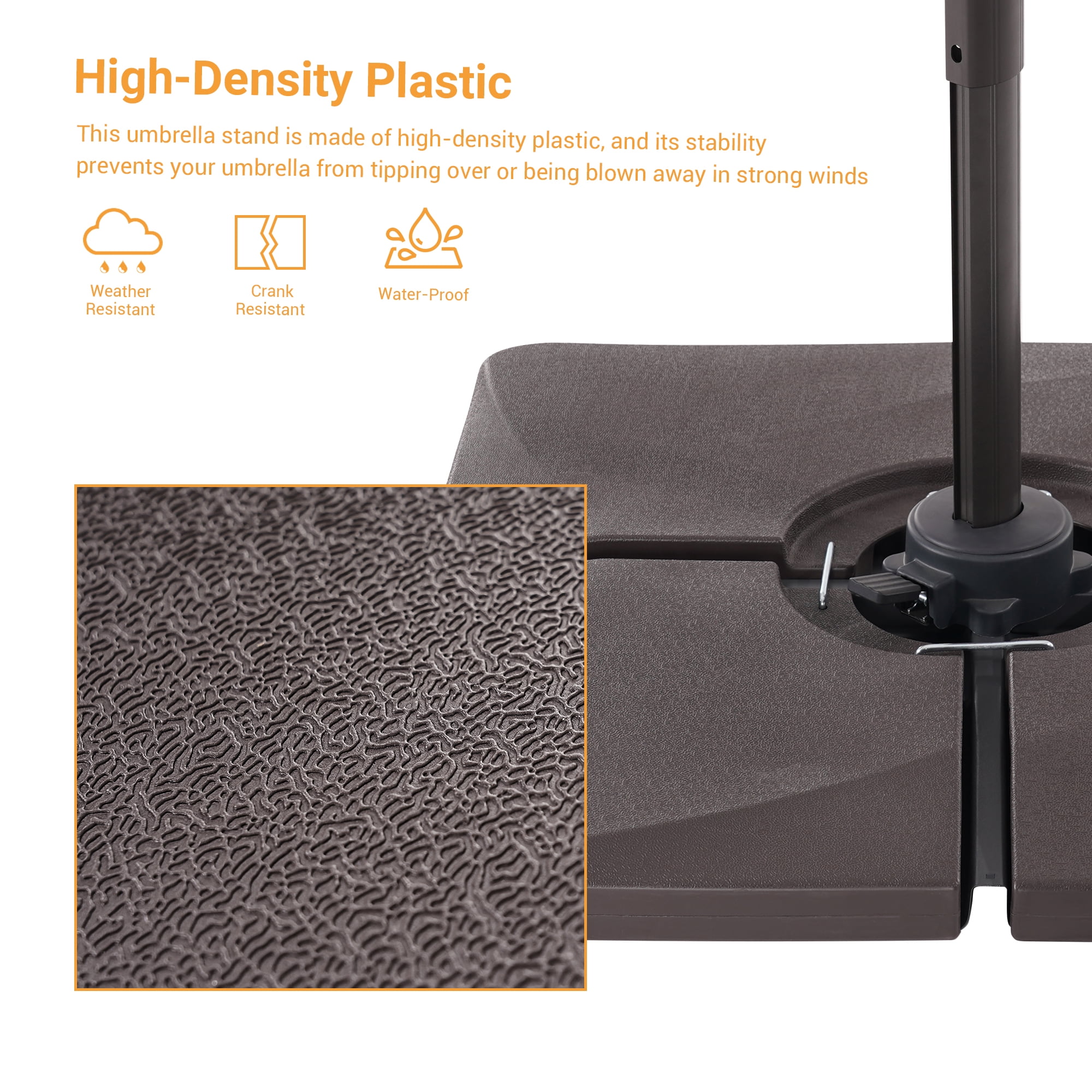 ACEGOSES Patio Cantilever Umbrella Base Filled with Water/Sand HDPE Plastic for Outdoor Offset Umbrellas,Dark Brown