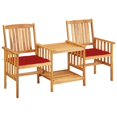 thumbnail image 1 of vidaXL Garden Chairs with Tea Table and Cushions Solid Acacia Wood, 1 of 5