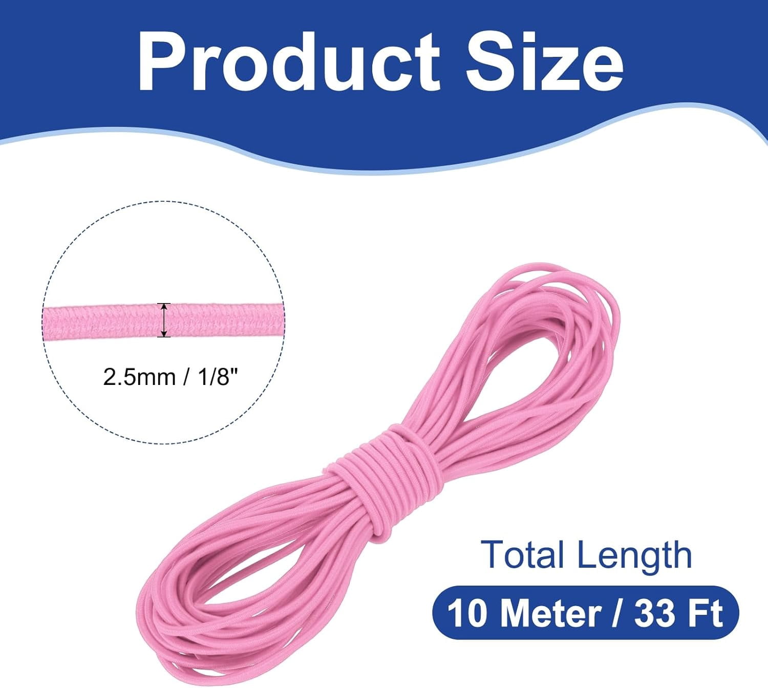 MKEUDQ-1/8" x 33' Elastic Bungee Cord, Bungee Shock Cord Kayak Stretch String Rope for Camping Tent Bike Tie Down Kayaking Boating Repairing Poles DIY Canopy Patio, Pink