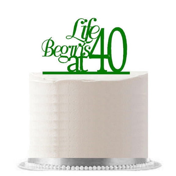 Life Begins at 40 Green Birthday Party Elegant Cake Decoration Topper