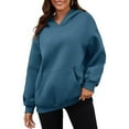 thumbnail image 2 of UJNDER Women's Hooded Sweatshirt Solid Color Pocket Pullover Long Sleeve Casual Winter 2025 Navy L, 2 of 5