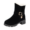 thumbnail image 2 of New Fshion Snow Boots for Women Winter Warm Plus Size Suede Belt Buckle Embellished Round Toe Thick High-heeled Fleece Snow, 2 of 7