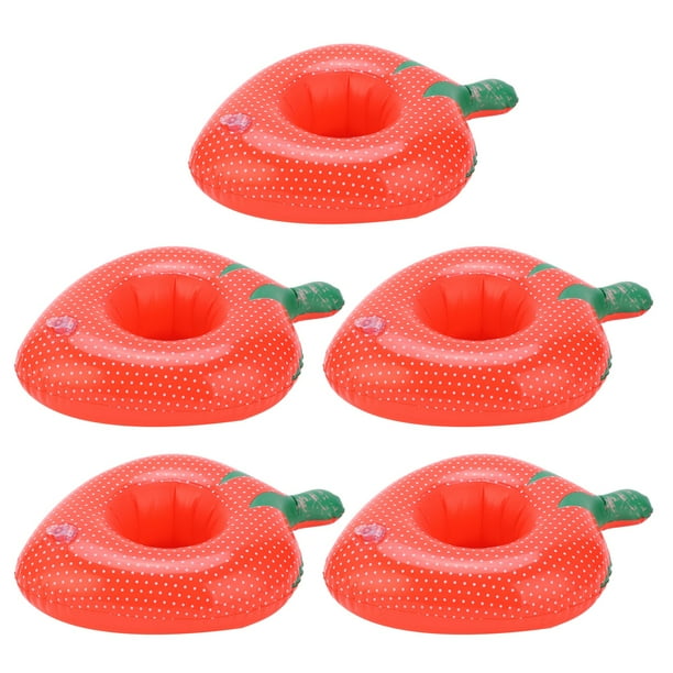 Posavasos flotantes inflables, 10 Uds. Flotadores inflables para bebidas en forma de fresa para piscina, portavasos hechos a mano con cuidado