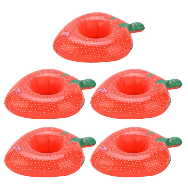 Pool Drink Floaties,10Pcs Strawberry Shaped Inflatable Cup Floating Coasters Strawberry Cup Floats Unparalleled Experience