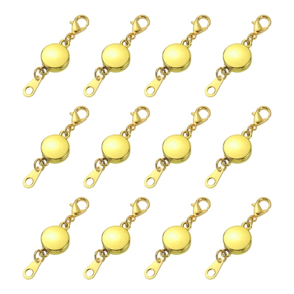 12Pcs Magnetic Necklace Clasp, Round Necklaces Extender Magnetic Clasps Bracelet Closures Suitable for Jewelry Necklace Bracelet Making, Gold