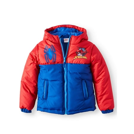 Boys Puff Jacket - Marvel Spiderman Licensed Puff Jacket (Little Boys)