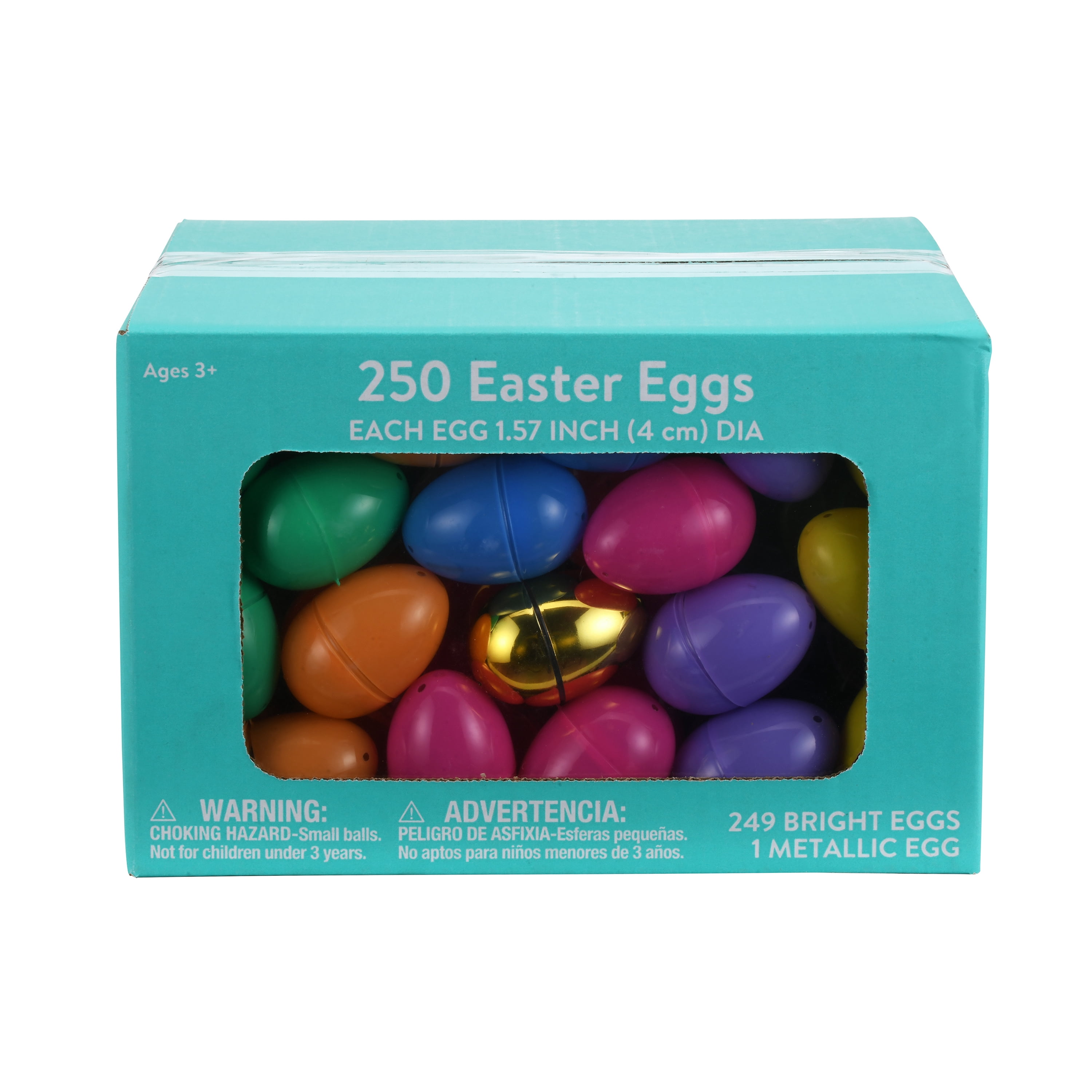 Way To Celebrate Easter Multicolor Plastic Fillable Eggs with Gold Prize Egg, 1.57 in, 250 Count