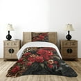 thumbnail image 4 of Ambesonne Leopard Print Quilted Bedspread Set 2 Pcs, Romantic Rose Lace, Twin Size, Red Sand Brown and Dark Grey, 4 of 5