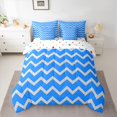 thumbnail image 2 of Feelyou Blue Stripes Waves Twin Bedding Sets 7-Piece, Abstract Lines Bedding Comforter Set, 2 of 8