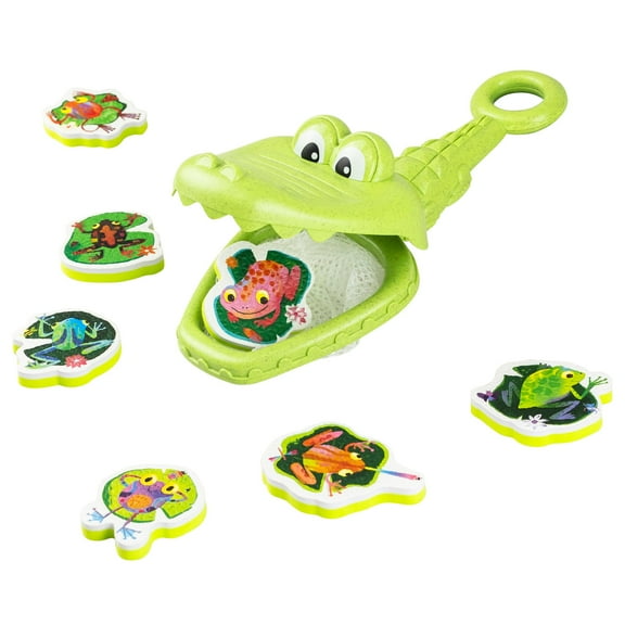 Tiger Tribe Croc Chasey ECO Bio-Plastic Fun Bath Toy for Toddlers - Catch & Scoop Frogs with Snappy Crocodile Mouth - Ages 2 