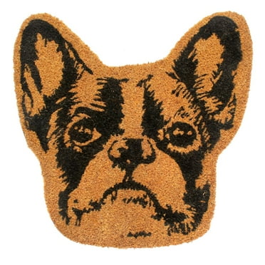RugSmith Machine Tufted Terrier Head Indoor and Outdoor Coir Doormat, 20" x 20"