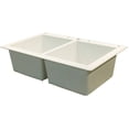thumbnail image 2 of Transolid Radius 33in x 22in silQ Granite Drop-in Double Bowl Kitchen Sink with 2 CB Faucet Holes, In White, 2 of 4