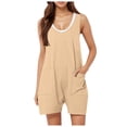 thumbnail image 1 of TrendOFT Combinaison Décontractée d'Été pour Femmes Col Rond Sans Manches Bretelles Spaghetti avec Poches Combinaisons une Pièce Kaki P, 1 of 6