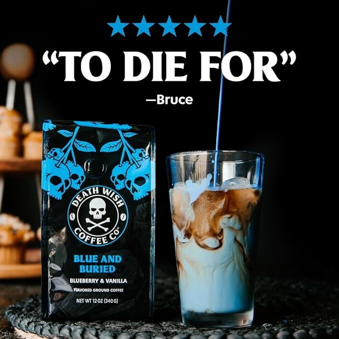 Death Wish Coffee Blue and Buried Blueberry Single Serve Pods, Fair Trade, No Artificial Flavors, 30 Count