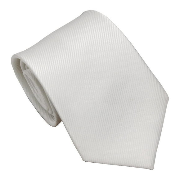 Cravate Homme Business Casual, Sergé de Soie de Polyester, Tiewhite de Couleur Unie Fait Main