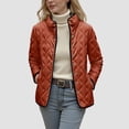 thumbnail image 4 of felwors Women's Quilted Barn Jackets Trendy Puffer Coats Quilted Bomber Jacket Lightweight Warm Winter Outerwear with Pockets Orange, XS, 4 of 8
