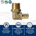 thumbnail image 4 of 2 Piezas Xfitting 1/2"" Pex X 1/2"" Macho Npt Codo Roscado 90 Grados Latón Engarzado - Puerto Completo De Latón, 4 of 5