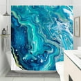 thumbnail image 4 of Marble Shower Curtain Set, Abstract Blue Jade Stripes Shower Curtain, Modern Ink Art Decor Waterproof Fabric Shower Curtain for Bathroom Decor with Hooks, 72X72in, 4 of 5