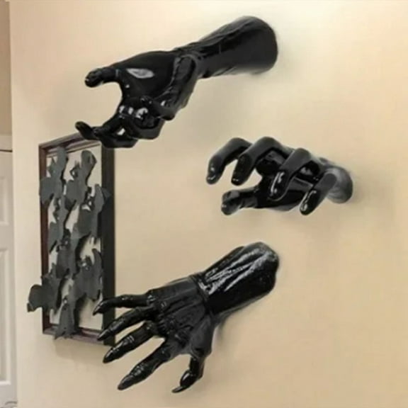 Halloween Decorations Wall Mounted Creepy Reaching Hands Horror Hands for Wall Decorations Gothic Hanging Sculpture A