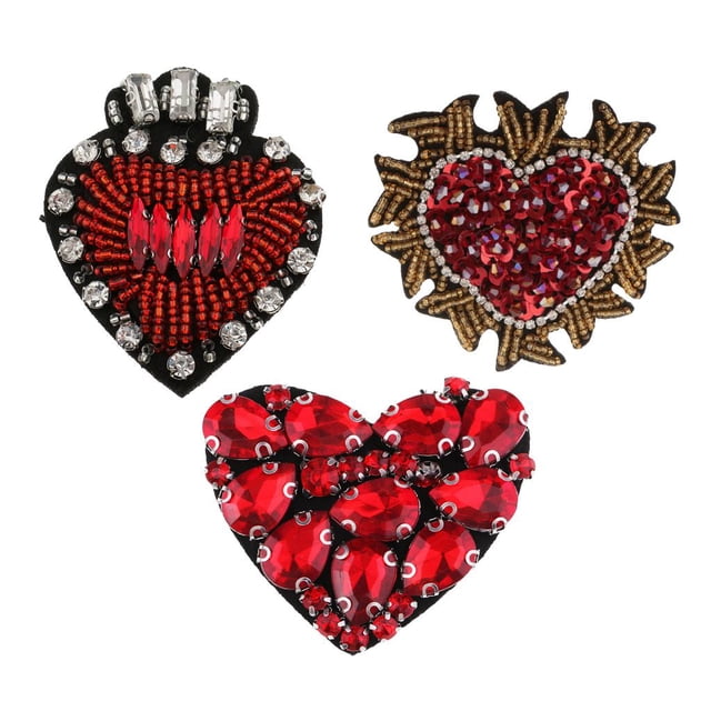 Apliques de Hierro Baoblaze Cristales Amor Corazón Rhinestone 3 Unids decoración