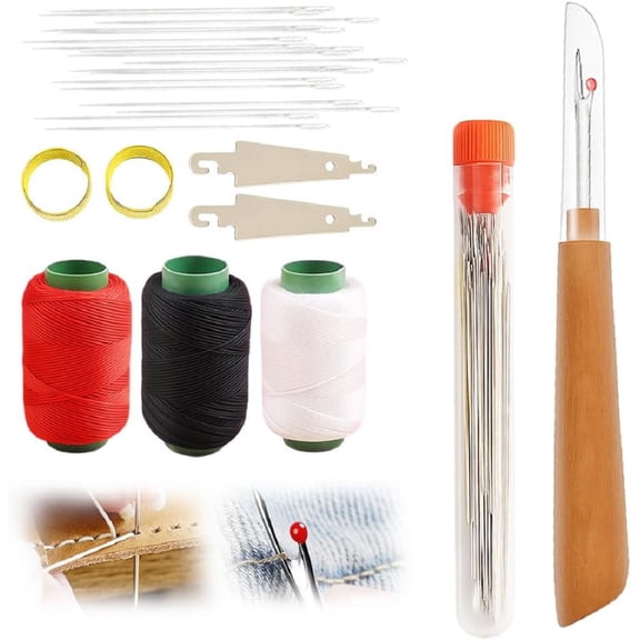 34PCS Sewing Tool Set, Big Eye Steel Sewing Needles Kit, Stainless Steel Needles for Hand Sewing Kit, Portable DIY Hand Made Craft Set for Handcraft Lovers