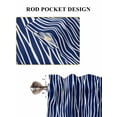 thumbnail image 6 of Vintage Wave Lines 2 Panel Kitchen Curtains for Small Windows, Classic Minimalist Striped Navy Blue Bathroom Tier Curtain, Short Window Treatment for Bedroom/Living Room 55"x24", 6 of 6