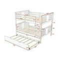 thumbnail image 5 of Harper & Bright Designs Full Over Full Bunk Bed with Twin Trundle Wood Bunk Bed Frame with Guard Rails and Ladder for Bedroom, Can be Convertible to 2 Beds, White, 5 of 12