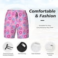 thumbnail image 3 of Naloa Pink Donuts Print Men Swim Trunks with Compression Liner ,Board Shorts,Men's Swim Shorts with Drawstring and Elastic Waistband-Small, 3 of 6