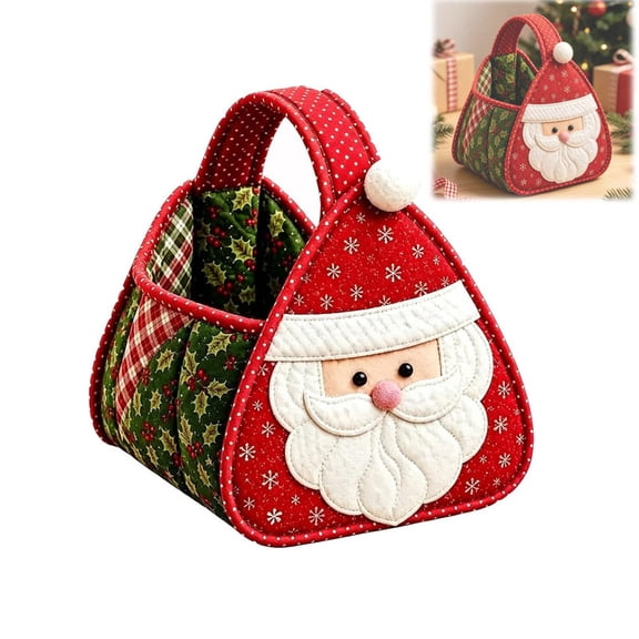 DIY Christmas Quilted Basket Sewing Kit, Fabric Christmas Storage Basket, Holiday Home Decor And Hand Sewing Project Storage Bags, Foldable, Portable