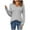 Gray, variant on QTBIUQ Sweater Womens Fashion Casual Solid Color Long Sleeve V-Neck Hollow Knit Sweater Black
