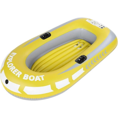 Inflatable Boat, PVC Inflatable Kayak Canoe 2 Person Rowing Air Boat Fishing Drifting Diving Outdoor Playing Activity Tool for Ponds Lakes Rivers
