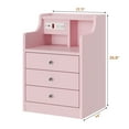 thumbnail image 6 of Pink Nightstand with Charging Station, Night Stands with Hutch and 3 Drawers, Bedroom End Table Bedside Table with 2 USB Ports & 2 Outlets, 6 of 10