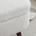 thumbnail image 7 of Oval Storage Ottoman Bench for Bedroom, 43.8" Upholstered Bench with Storage, Boucle End of Bed Bench with Safety Hinges & Solid Wood Legs for Living Room Bedroom Entryway, Beige, 7 of 7