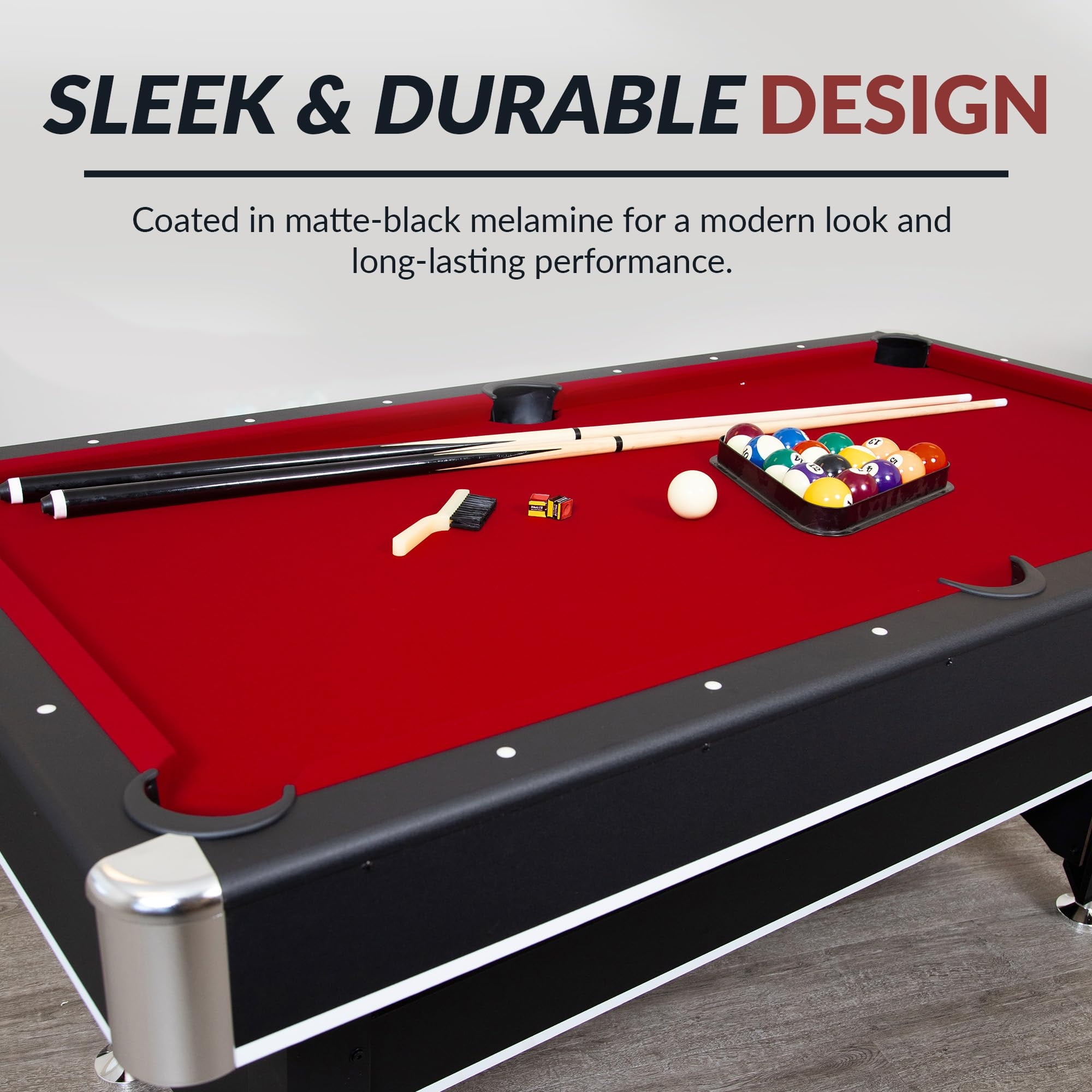 Aukfa 6 ft Pool Table, 2 in 1 Billiard Table with Ping Pong Table - Includes Billiard Balls, Cues, Paddles, Brush & More, Blue