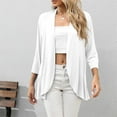 thumbnail image 2 of QLEICOM Womens Casual Tops, Plus Size Summer Cardigan Irregular Hem Shirt, Fashion Solid Cotton Comfortable Tops, V-Neck 3/4 Sleeve Cardigan Pullover Blouse Tunic Tops White XL, 2 of 7