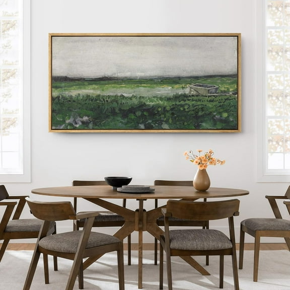IDEA4WALL Extra Large Framed Canvas Print Wall Art The Lone Cabin A Pastoral Landscape Artwork Nature Wilderness Antique Retro Fine Art Decorative Relax/Calm for Home Decoration - 60"x30"