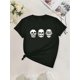 thumbnail image 2 of Playera de manga corta para mujer, estampado en color sólido, cuello redondo, estilo casual, para verano, estilo casualWomen's Casual Round Neck T-Shirt with Playful Skull Print, Short Sleeve, Polye, 2 of 5