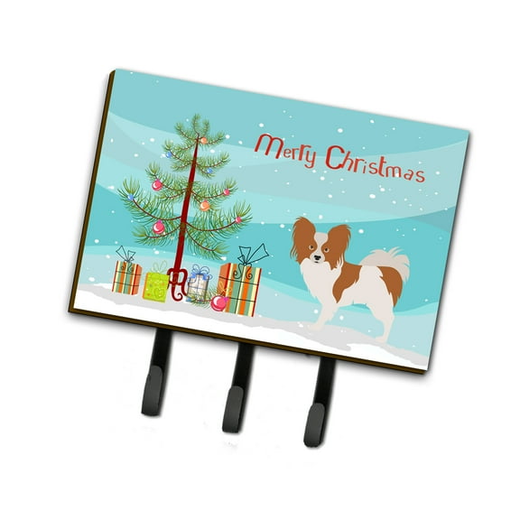 Carolines Treasures BB8472TH68 Papillon Christmas Leash or Key Holder Triple Hook multicolor