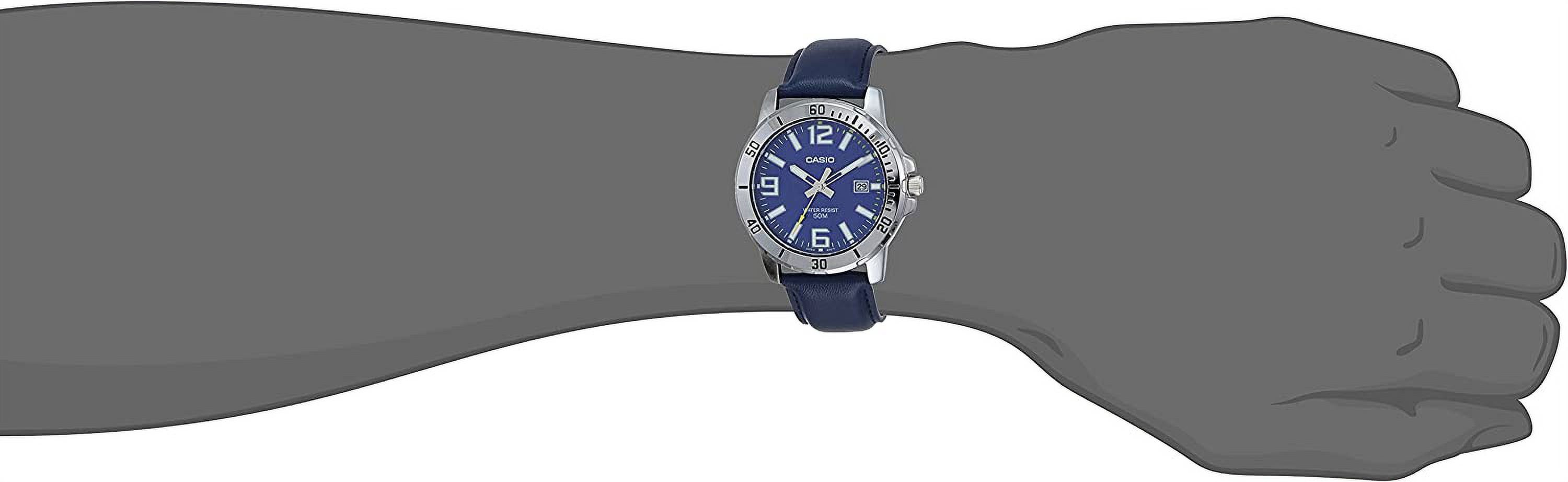 Casio Men’s Blue Leather Strap Watch with Blue Dial - MTP-VD01L-2BV