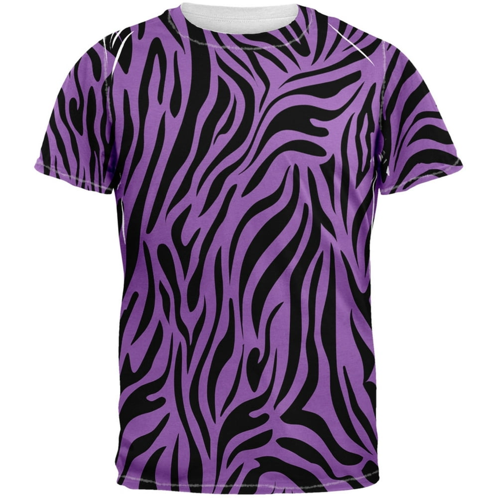 Old Glory Zebra Print Purple Sublimated Adult TShirt Large