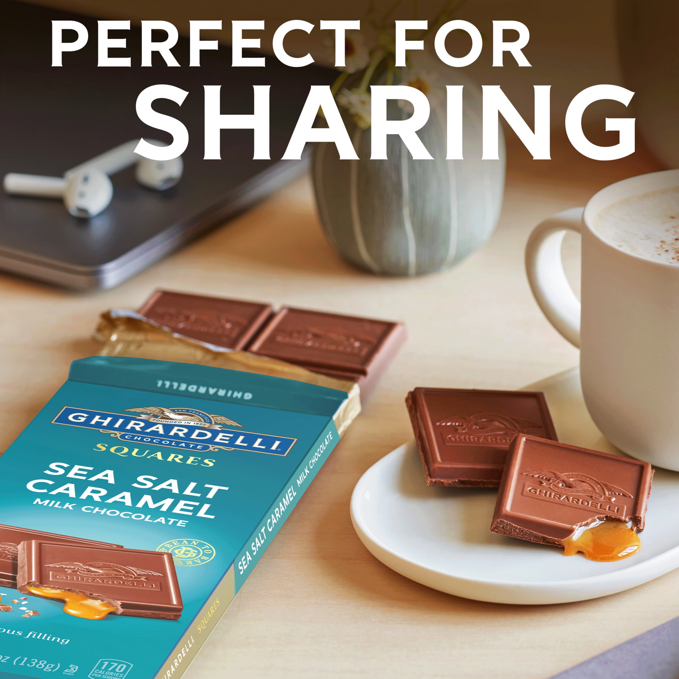 (3 pack) GHIRARDELLI Sea Salt Caramel Milk Chocolate Candy SQUARES Bar, 4.8 oz Bar