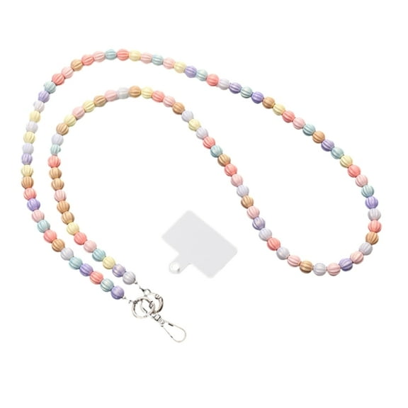 Phone Lanyard with Patches Bead Chain Neck Strap Nylon Lanyard for Most Smartphones Crossbody Shoulder Neck Strap