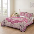 thumbnail image 2 of Twin Quilt Set 68''x86'', Boho Pink Lightweight Bedspread Coverlet Set with 2 Pillow Shams, Middle Century Boho Geometric Abstract Southwestern Breathable All Season Quilt Bedding for Dorm/Bedroom, 2 of 9
