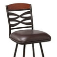 thumbnail image 3 of 30 Inches Leatherette Barstool with Ornate Cut Outs, Brown- Saltoro Sherpi, 3 of 5