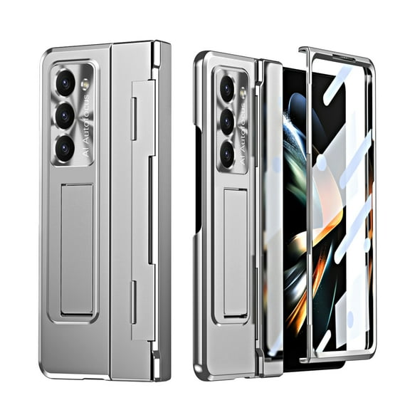 Allytech Galaxy Z Fold 6 5G Case with Build-in Screen Protector & Kickstand, Rugged Hybrid Full Body Shockproof Hinge Protection Phone Case for Samsung Galaxy Z Fold6 - Silver