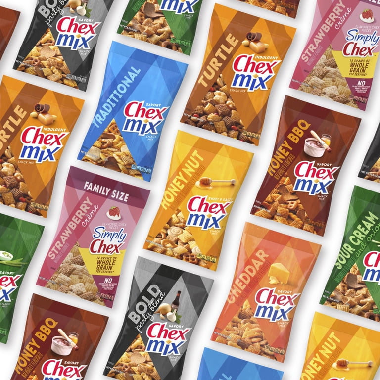 8 pack) Chex Mix Turtle Snack Mix, Indulgent Snacks, Family Size