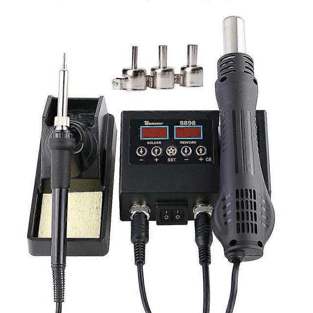 Soldering Iron Digital Temperature Adjustable 2 in 1 Hot Air Heat Gun SMD Welding Desoldering Rework Solder Station Repair Tools