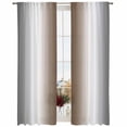 thumbnail image 2 of Gray Brown Semi Sheer Window Curtains 84 Inches Long, Modern Gradient Geometric Rod Pocket Voile Silky Chiffon Curtain Light Filtering Drapes for Living Room, Kitchen, Bedroom, 52"x84", 2 Panels, 2 of 9